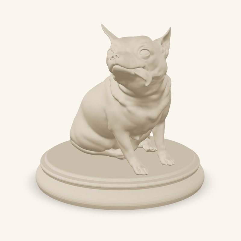 Teddy's keepsake sculpt in Sandstone, tongue out just like him
